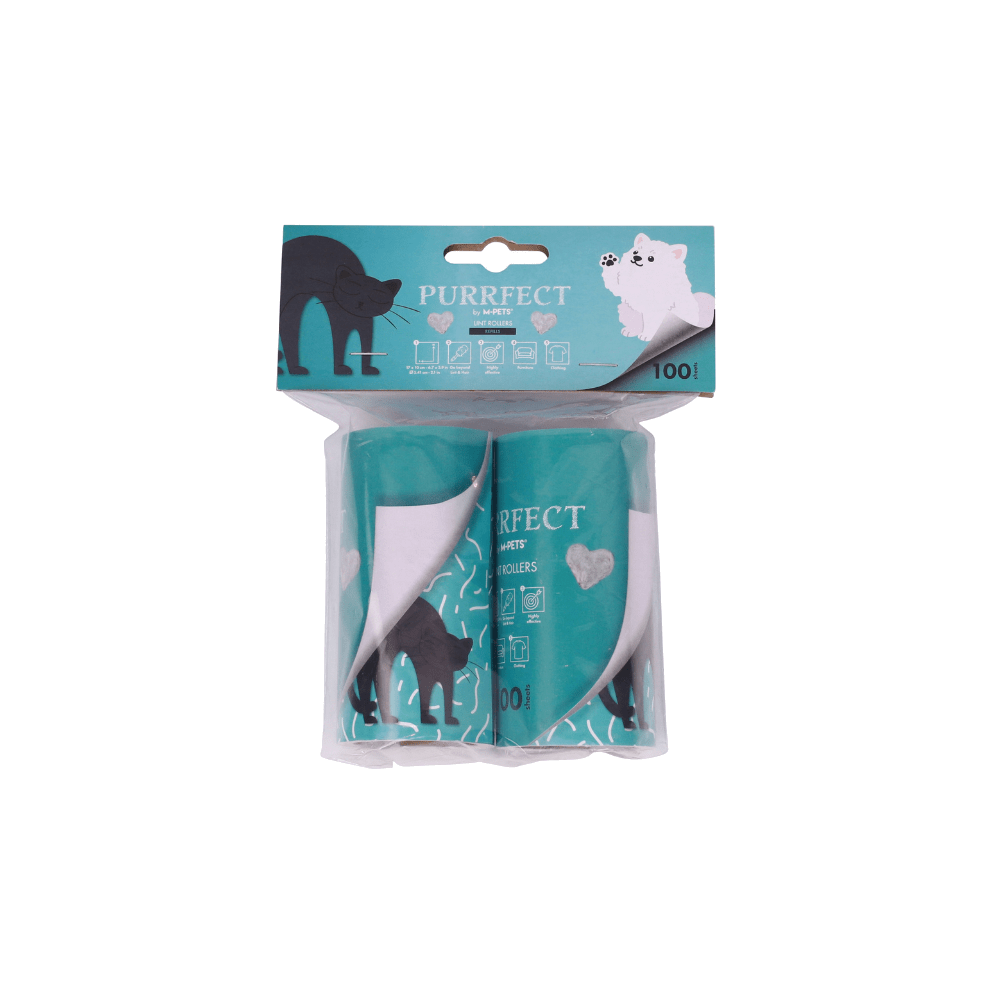 M-PETS Purrfect lint roller retail pack with two 100-sheet rolls