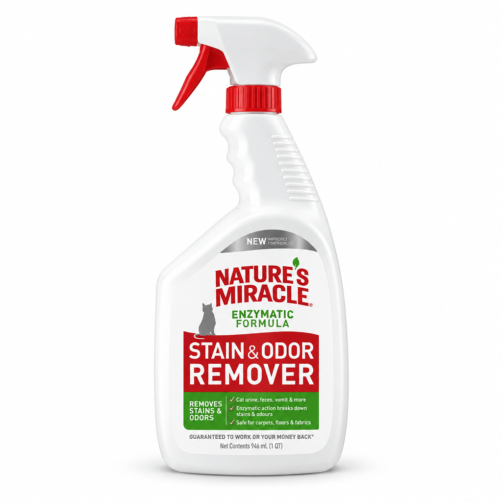 Nature’s Miracle Cat Stain & Odour Remover spray bottle