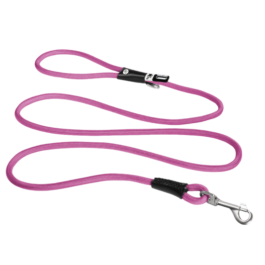Nylon dog and cat leash with metal clip and padded handle, pink