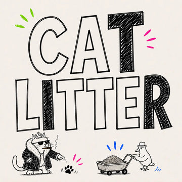 Hand-drawn Cat Litter category card for The Apartment Cat