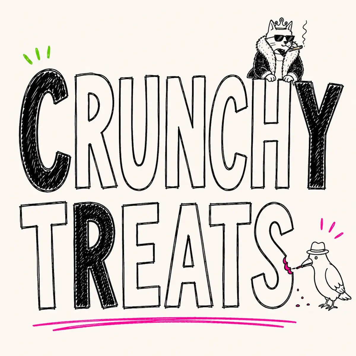 Crunchy cat treats doodle collection card