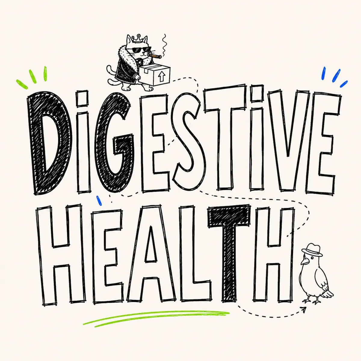 Digestive Health cat treats doodle collection card
