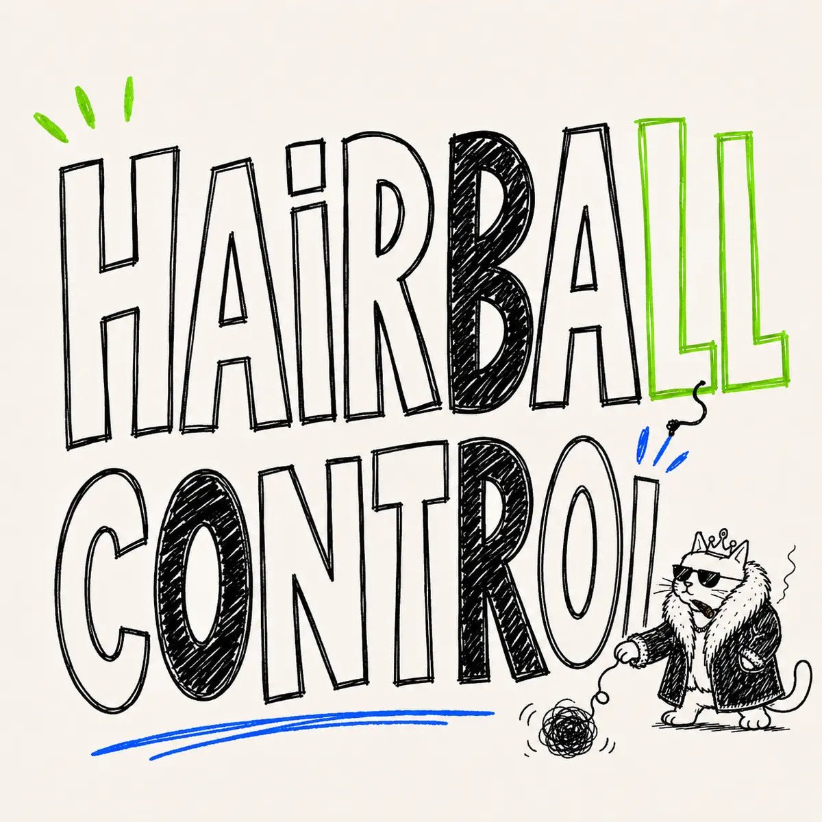 Hairball Control cat treats doodle collection card