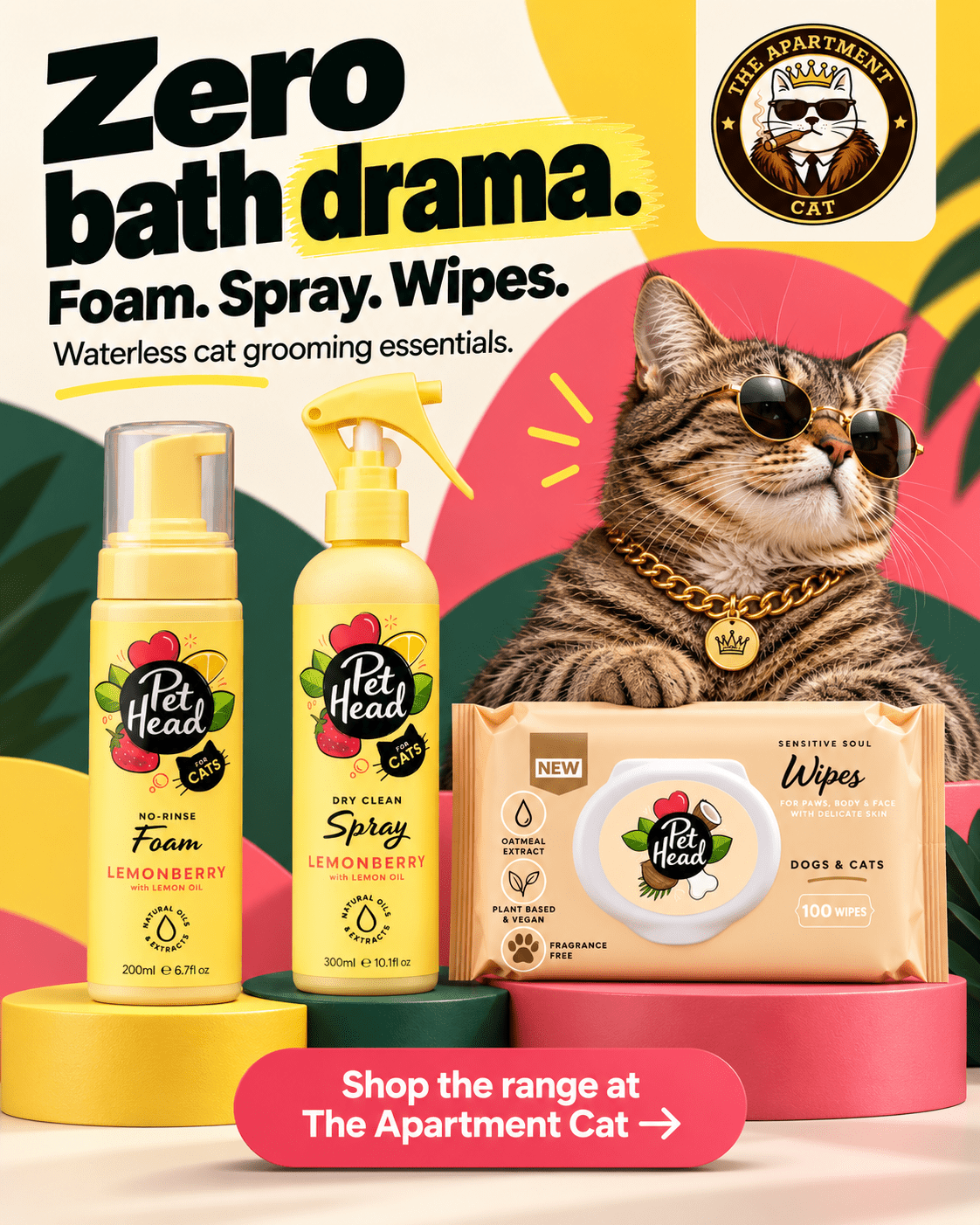 Pet Head waterless cat grooming range at The Apartment Cat