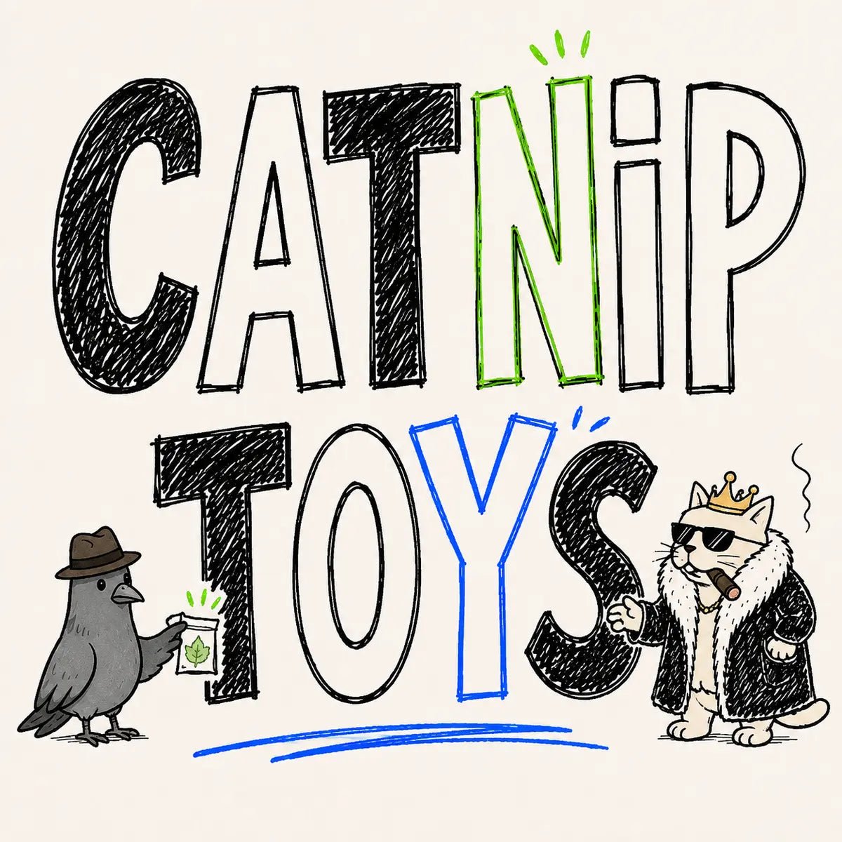 Catnip toys doodle collection card