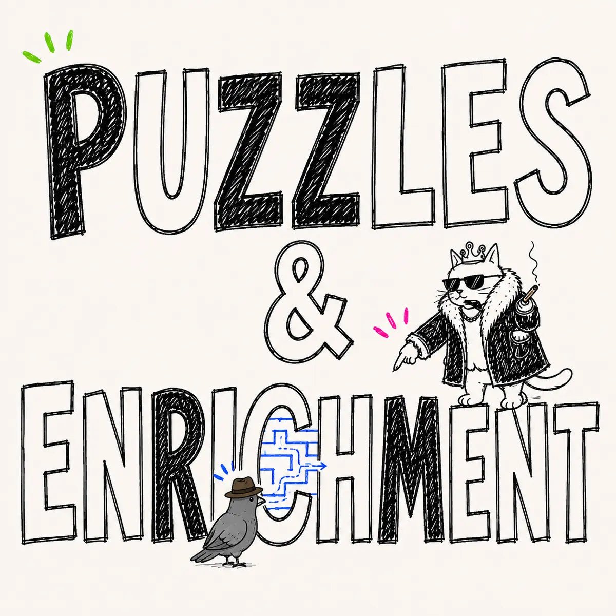 Puzzles and Enrichment cat toys doodle collection card