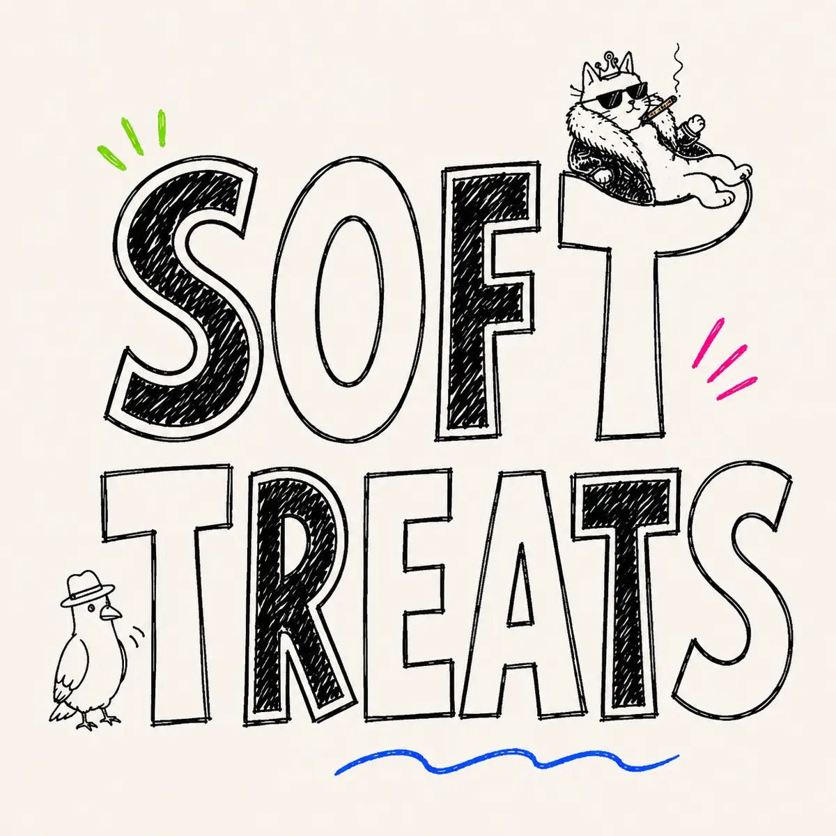 Soft cat treats doodle collection card