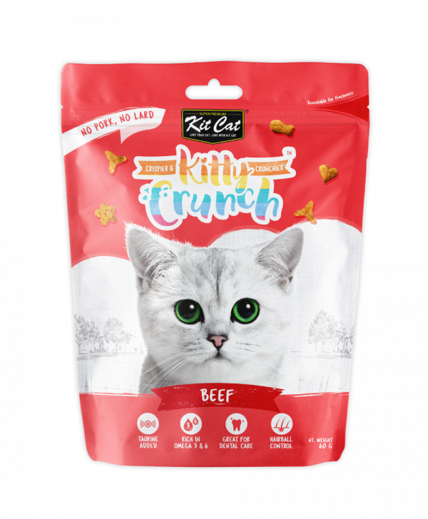 Kit Cat KittyCrunch cat treats pouch, beef 60g