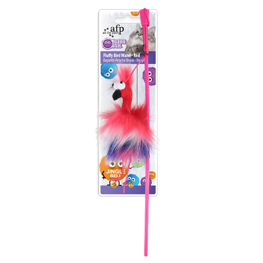 AFP Fluffy Bird Wand in red on a transparent background