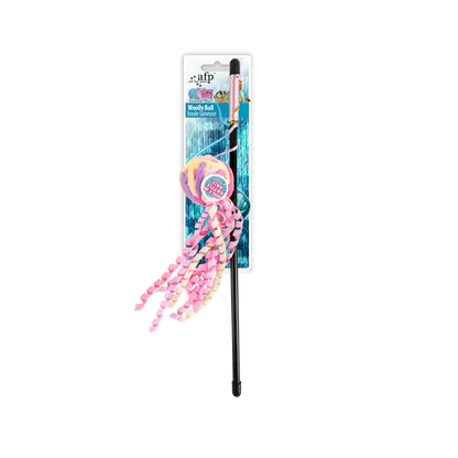 AFP Knotty Habit Woolly Ball Wand in pink on a transparent background