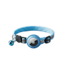 Blue AirTag cat collar with round holder and small paw charm