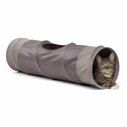 Best Friends by Sheri Ilan grey cat tunnel with cat inside