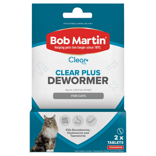 Bob Martin Clear Plus dewormer tablets pack for cats, 2 x tablets
