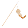Cat feather wand toy with rope-striped spiral ball and orange dangling feather