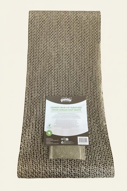 Pawise cat lounge chair scratcher package with beige corrugated backing
