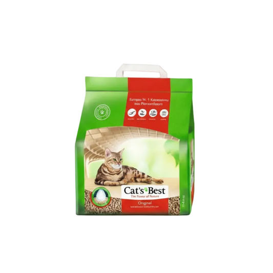 Cat’s Best Original organic cat litter bag, green pack with front label and cat photo
