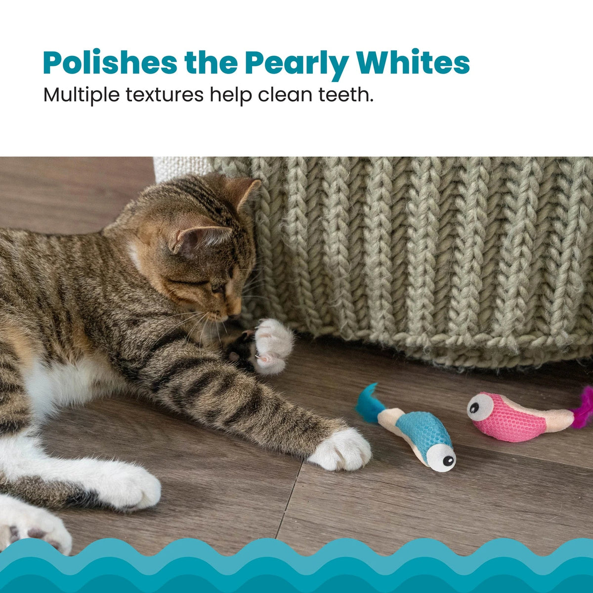Catstages Dental Shrimpies Catnip Cat Toy 2 Pack — cat playing with shrimp toys