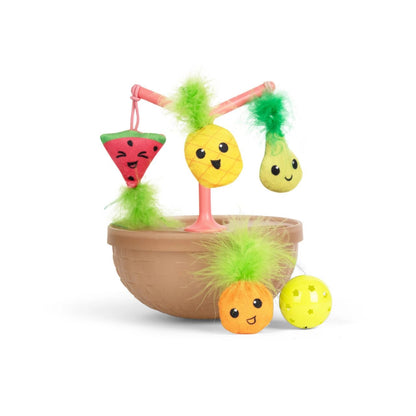 Catstages Hunt N' Wobble Fruit Bowl Wobbling Cat Toy — bowl and included toys