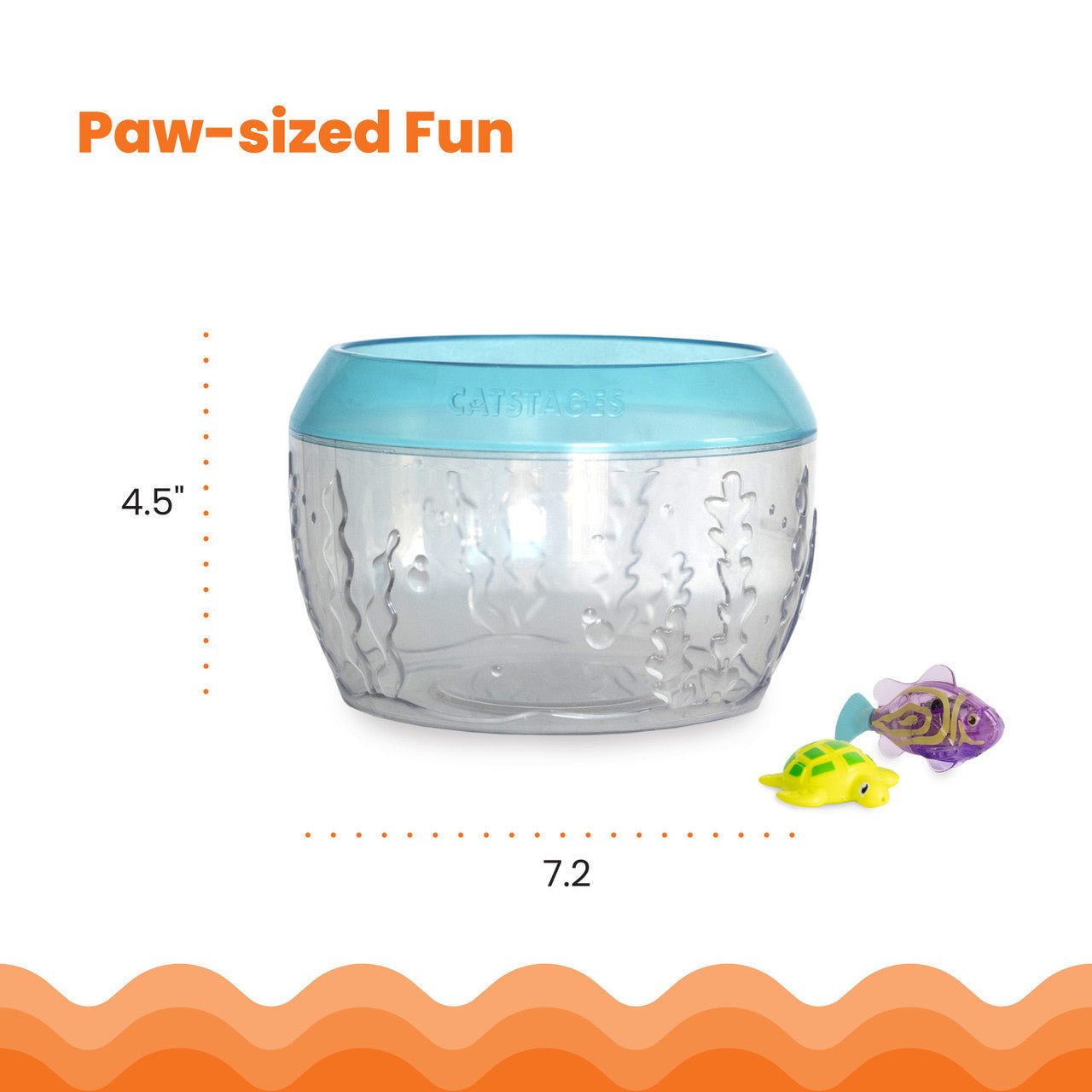 Catstages Meow-smerizing Fish Bowl dimensions and paw-sized features