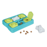 Catstages Nina Ottosson Kitty Cube Puzzle: turquoise cube with green sliding compartments