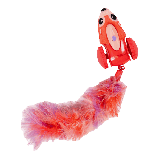 Catstages Racin’ Squirrel robotic cat toy with feather tail