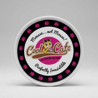 Cat mousse mix tub lid, Cool Cats Blastin' Biltong flavor