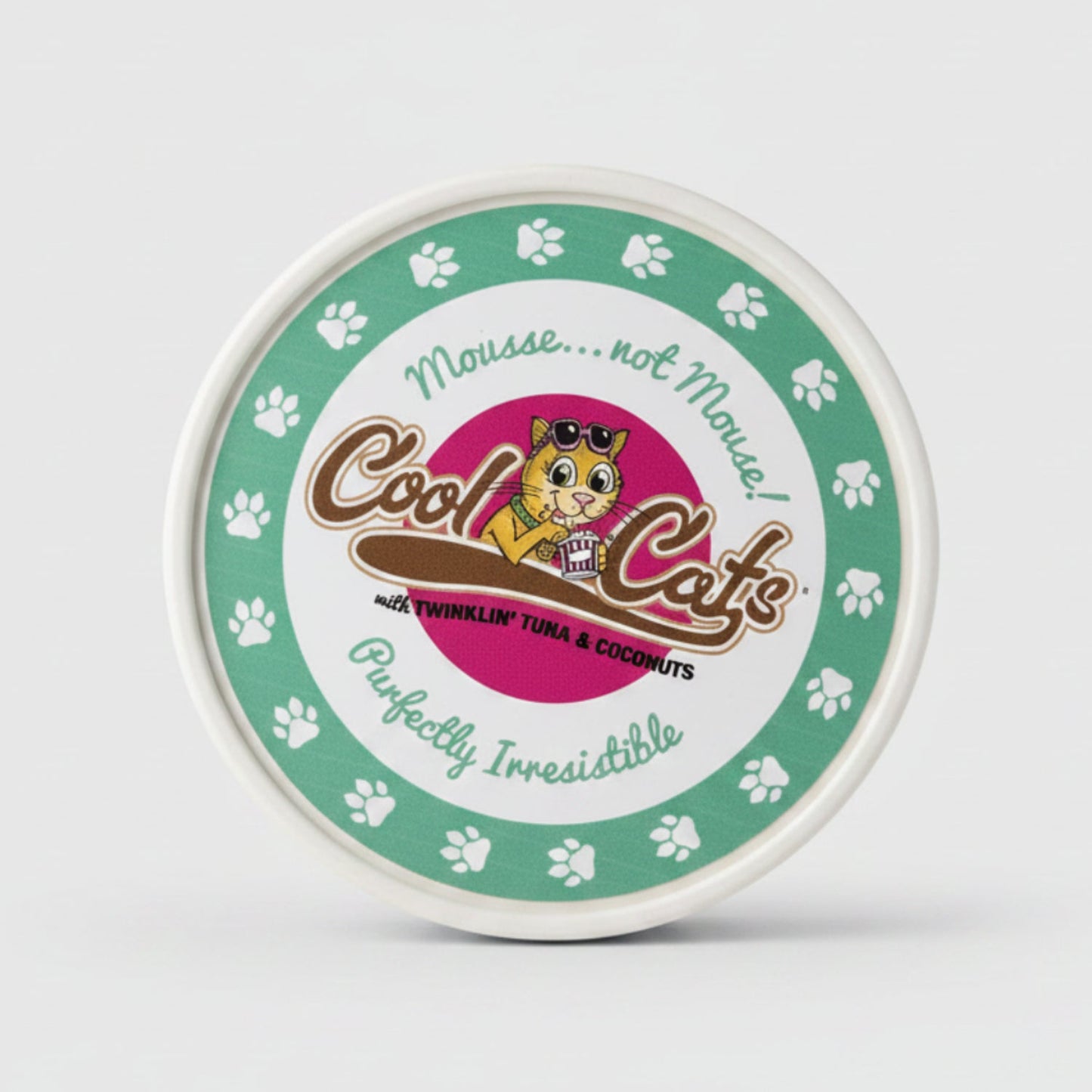 Cat mousse mix tub lid, Cool Cats Twinklin' Tuna & Coconuts flavor