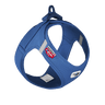 Blue air-mesh vest harness with front clasp, adjustable straps, breathable holes