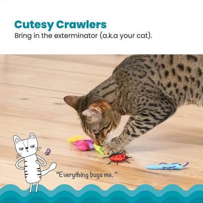 Cute As A Bug Kicker Catnip Toys — cat playing with the toy set