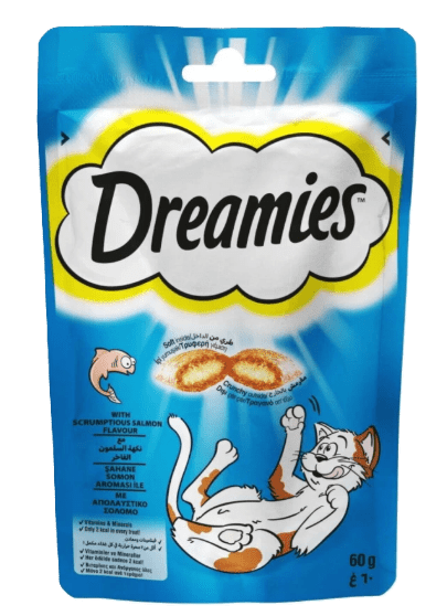 Dreamies™ cat treat pouch, 60 g, salmon flavor