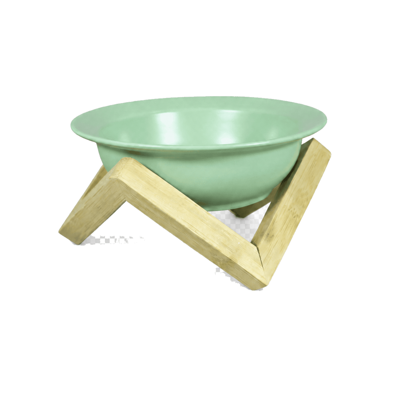 Elevated Ceramic Cat Bowl with Bamboo Stand | Omertà