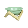 Elevated Ceramic Cat Bowl with Bamboo Stand | Omertà