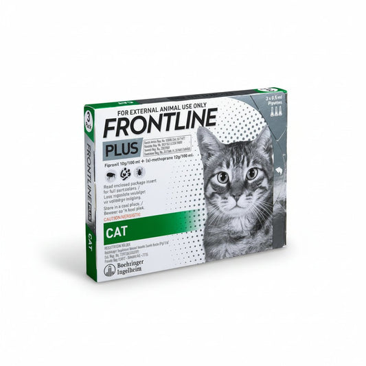 Frontline Plus for Cats, three 0.5ml pipettes for flea and tick control