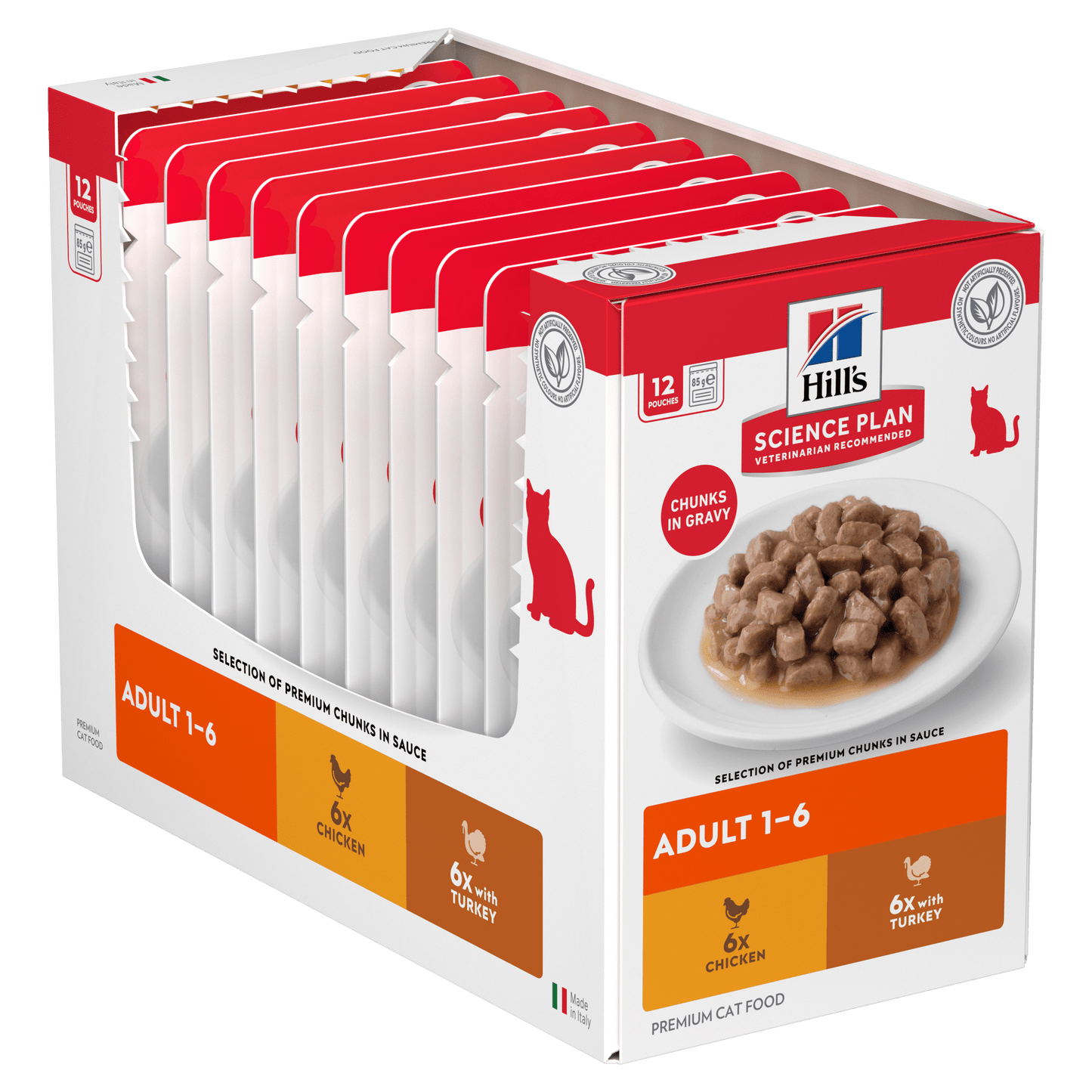 Hill's Science Plan adult 1–6 cat food pouch multipack, 6x chicken and 6x turkey selection