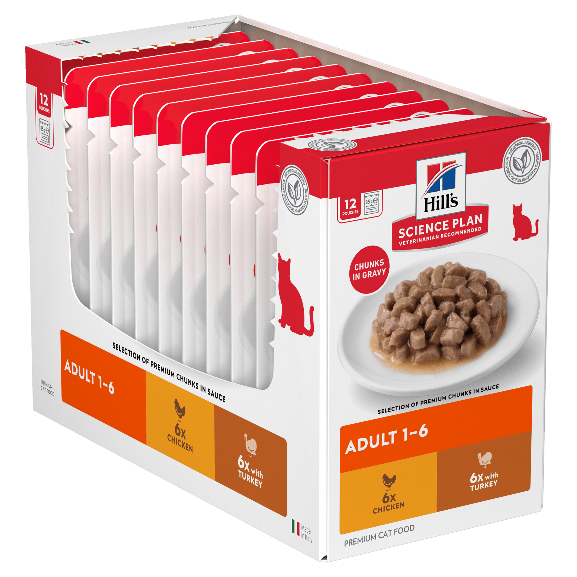 Hill's Science Plan adult 1–6 cat food pouch multipack, 6x chicken and 6x turkey selection