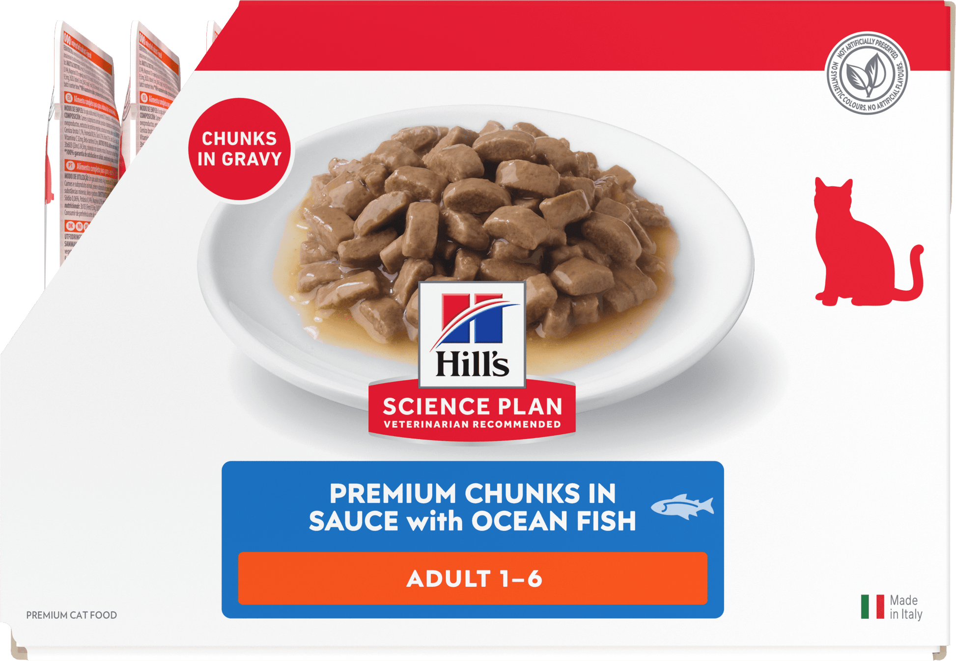 Hill's Science Plan adult 1–6 cat food pouch, premium chunks in sauce with ocean fish