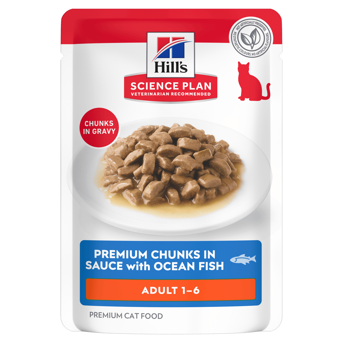 Hill's Science Plan adult cat food pouch, premium chunks in sauce with ocean fish
