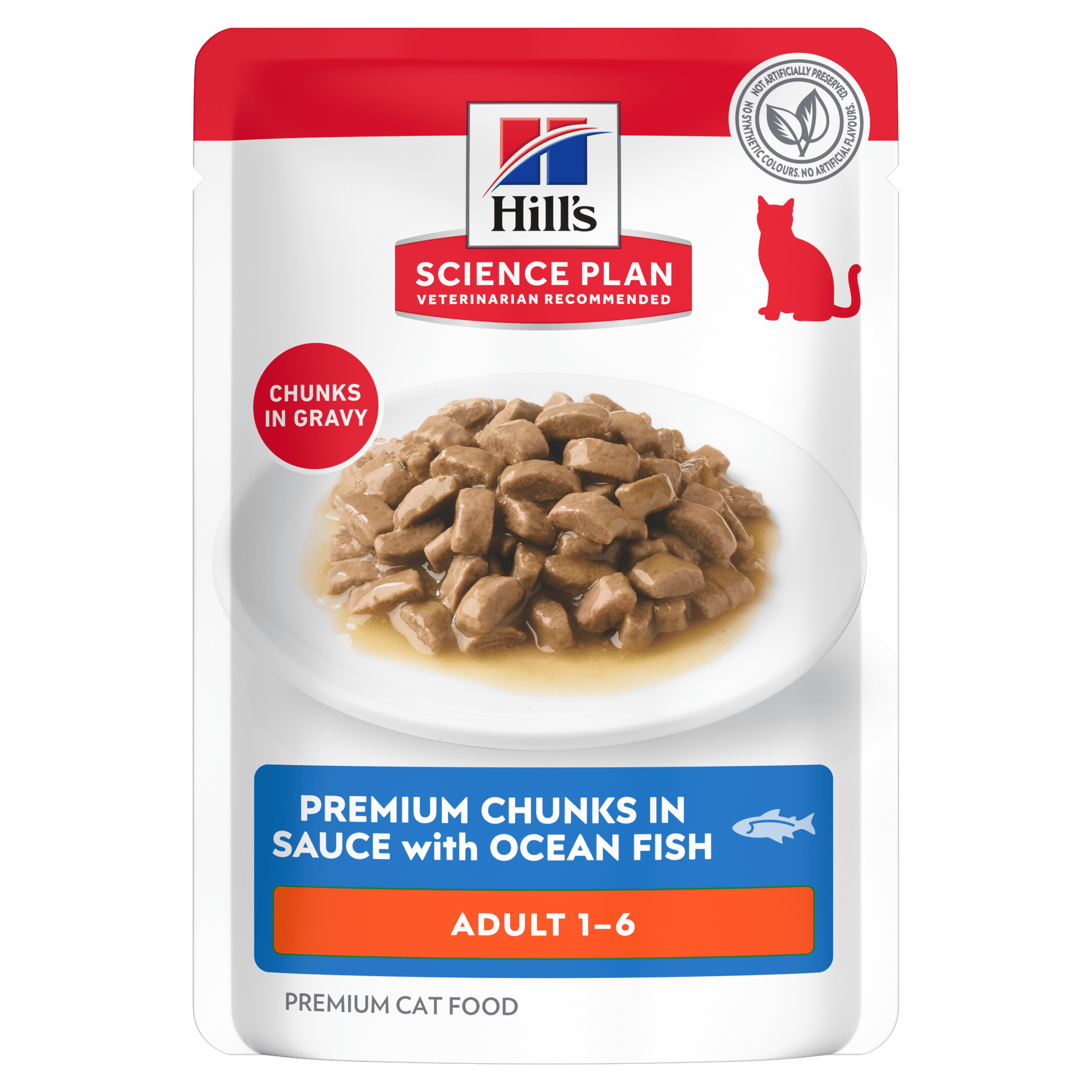 Hill's Science Plan adult cat food pouch, premium chunks in sauce with ocean fish