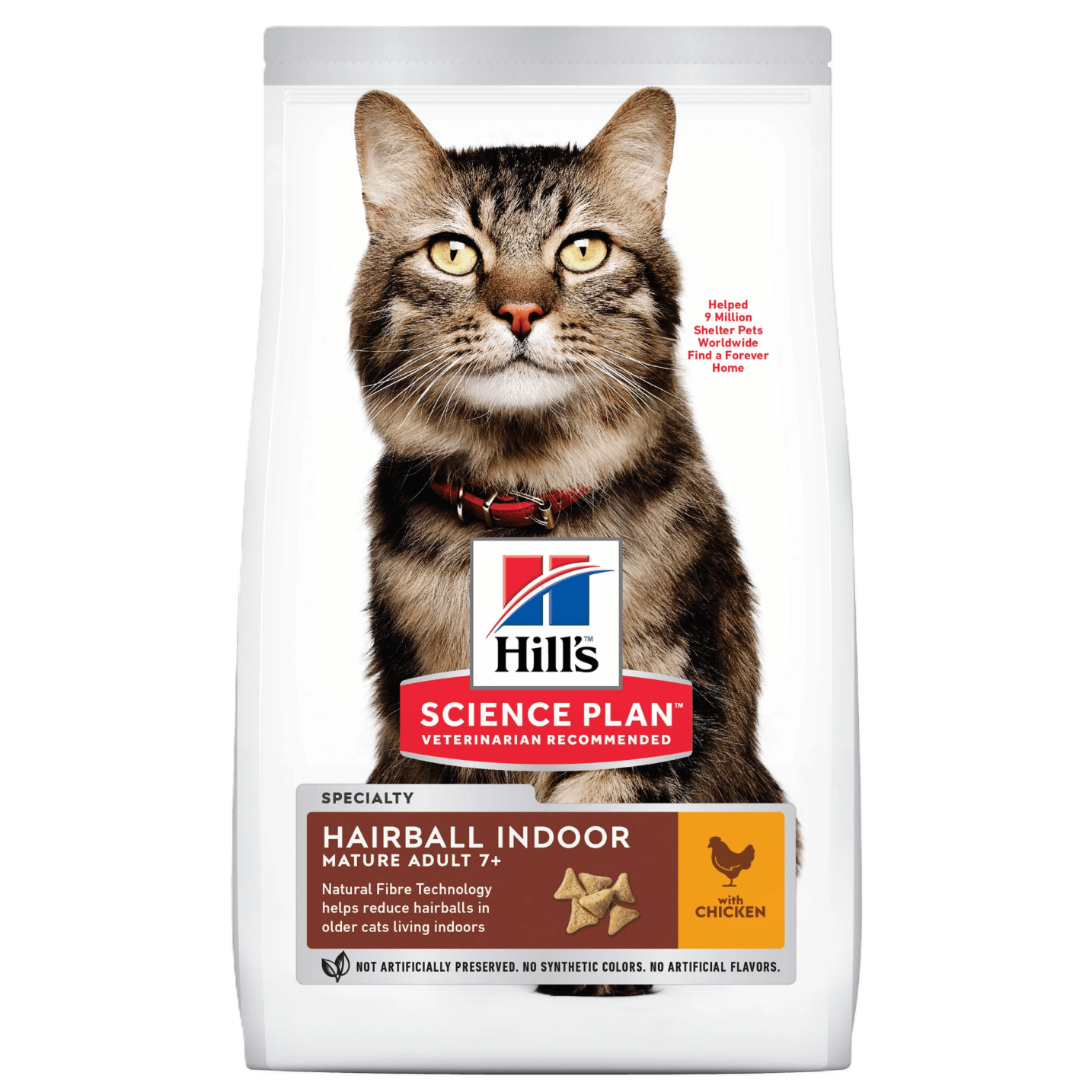 Hill's Science Plan dry cat food bag for Hairball indoor, adult 7+; chicken flavor