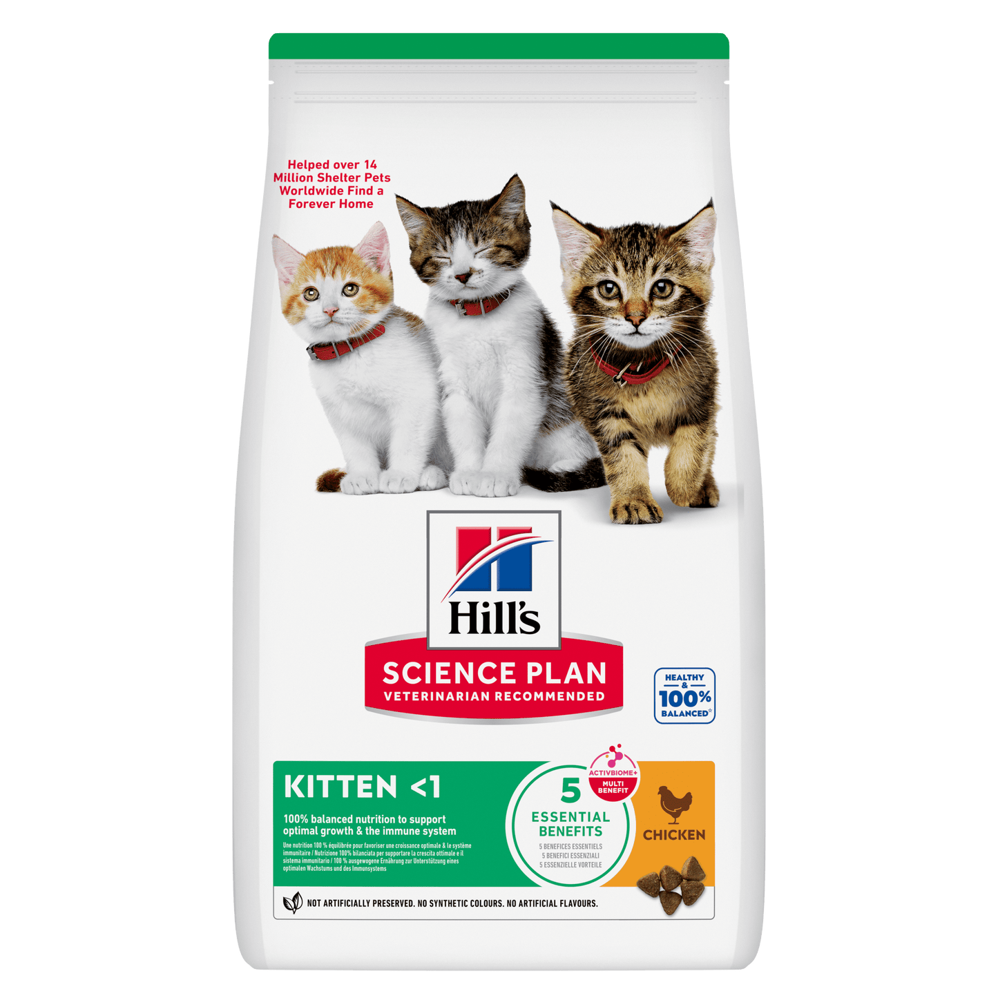 Hill's Science Plan kitten dry cat food, chicken flavor, bag front view