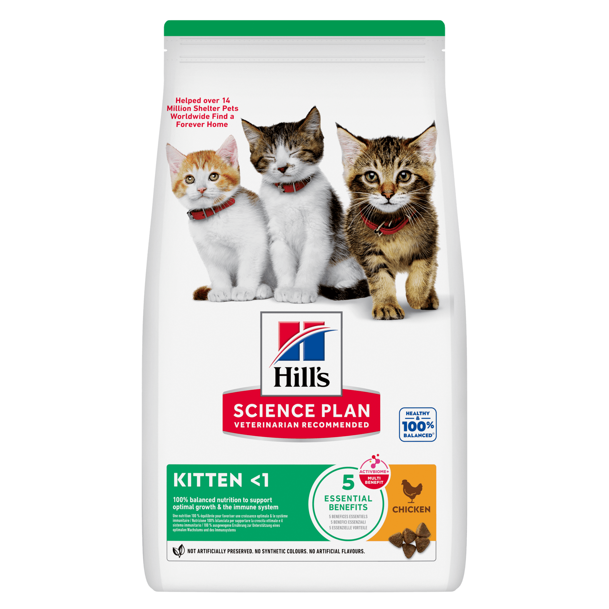 Hill's Science Plan kitten dry cat food, chicken flavor, bag front view