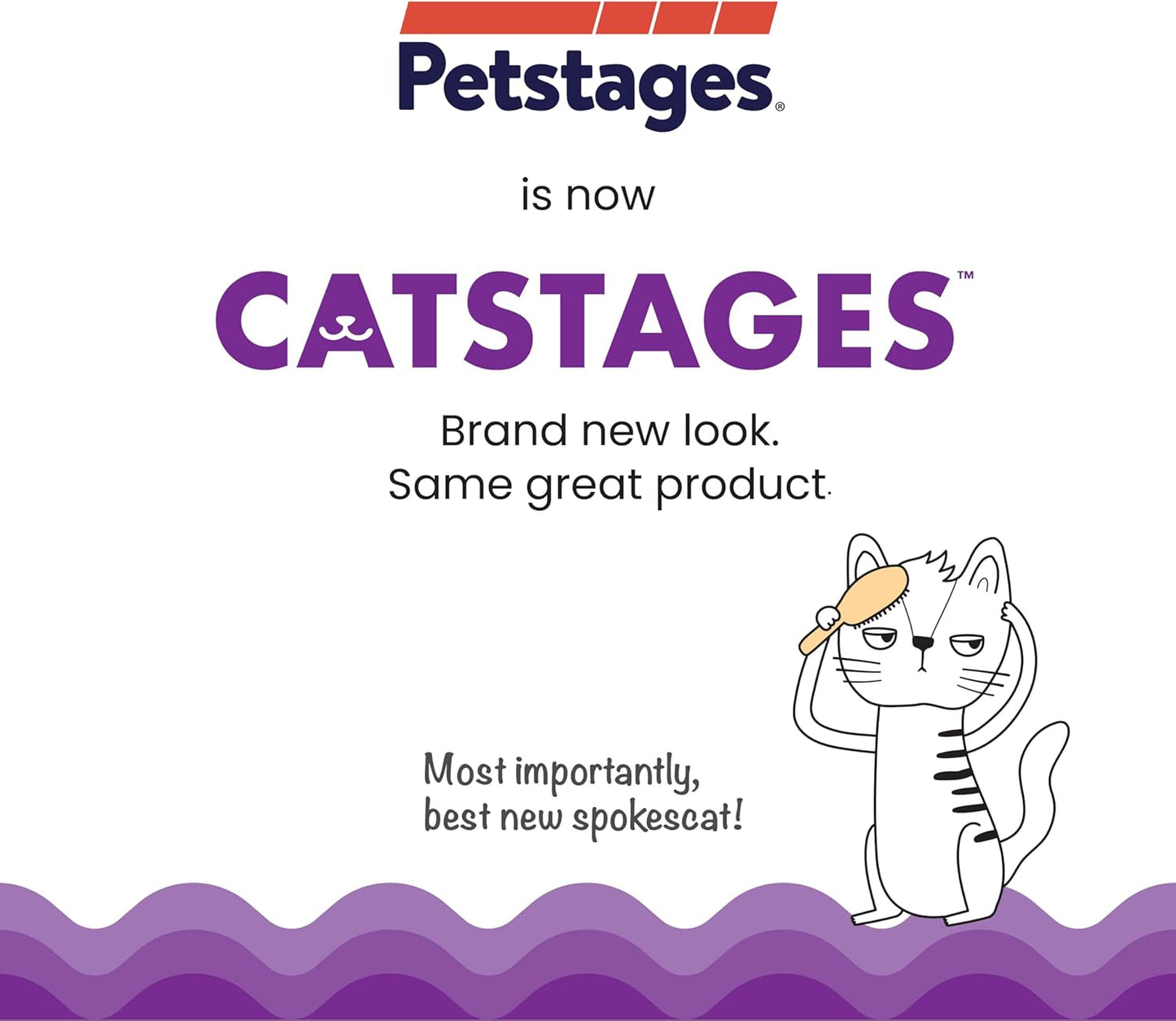 Petstages CatsTages brand graphic with two cat characters