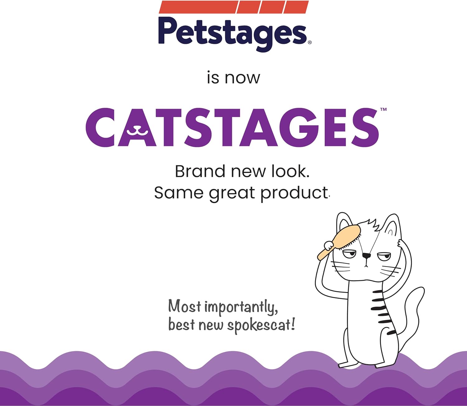 Petstages CatsTages brand graphic with two cat characters