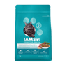 Teal IAMS Proactive Health cat food bag with indoor weight and hairball care label