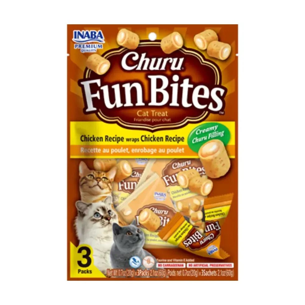 Inaba Churu Fun Bites cat treat pack, chicken recipe flavored creamy paste tubes