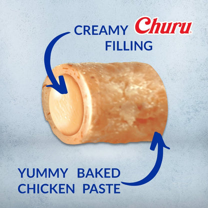 Churu Fun Bites treat tube with creamy filling, yummy baked chicken paste