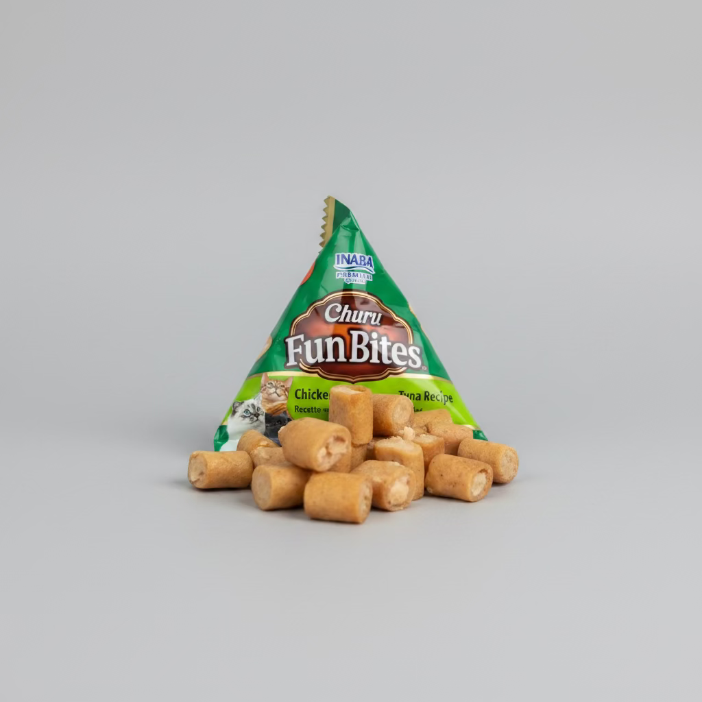 Inaba Churu Fun Bites cat treat pouch and small bite snacks, chicken and tuna