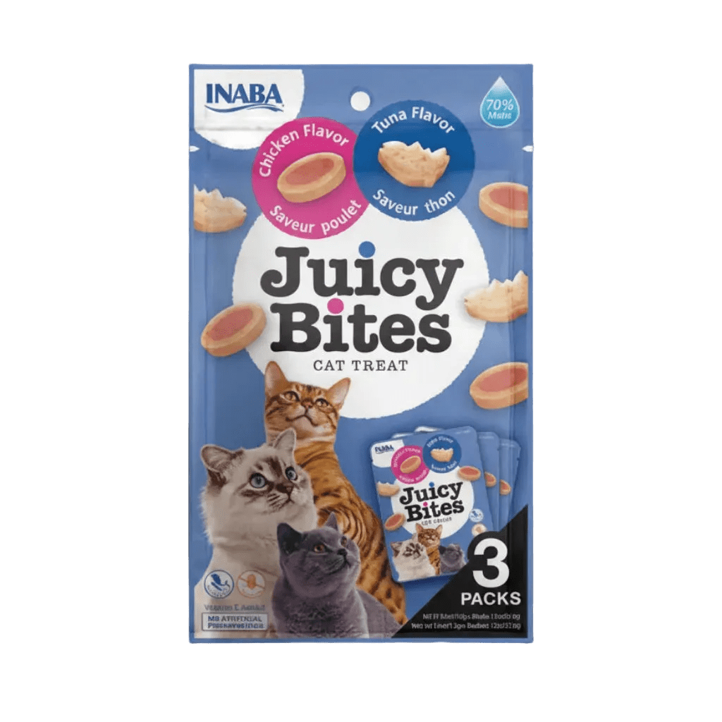 INABA Juicy Bites cat treats package, blue tuna flavor, 3 packs