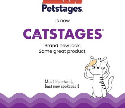 Promotional Catsages logo card with cat illustration and purple waves background