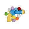 Blue and yellow cat ball launcher with assorted plush foam balls